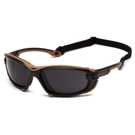 Carhartt Safety Glasses, anti-fog, gray Lens, Black and tan Frame CHB1020DTMP
